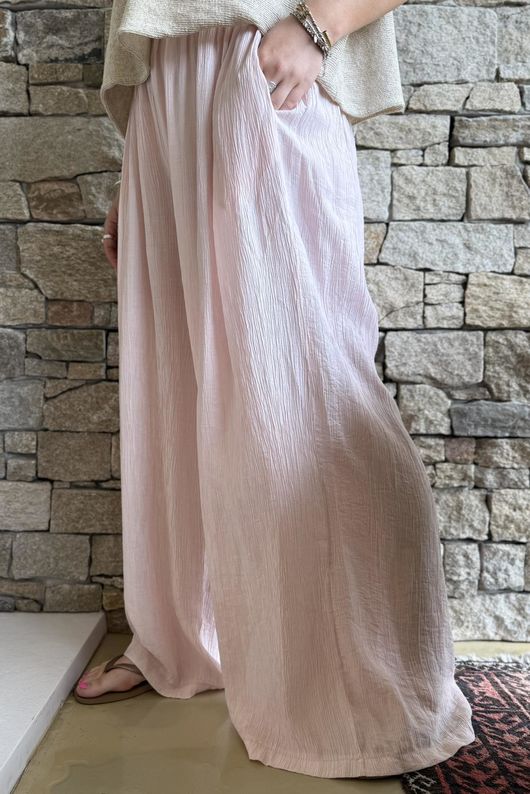 Cyril Crinkelle Wide Leg Pant Seashell